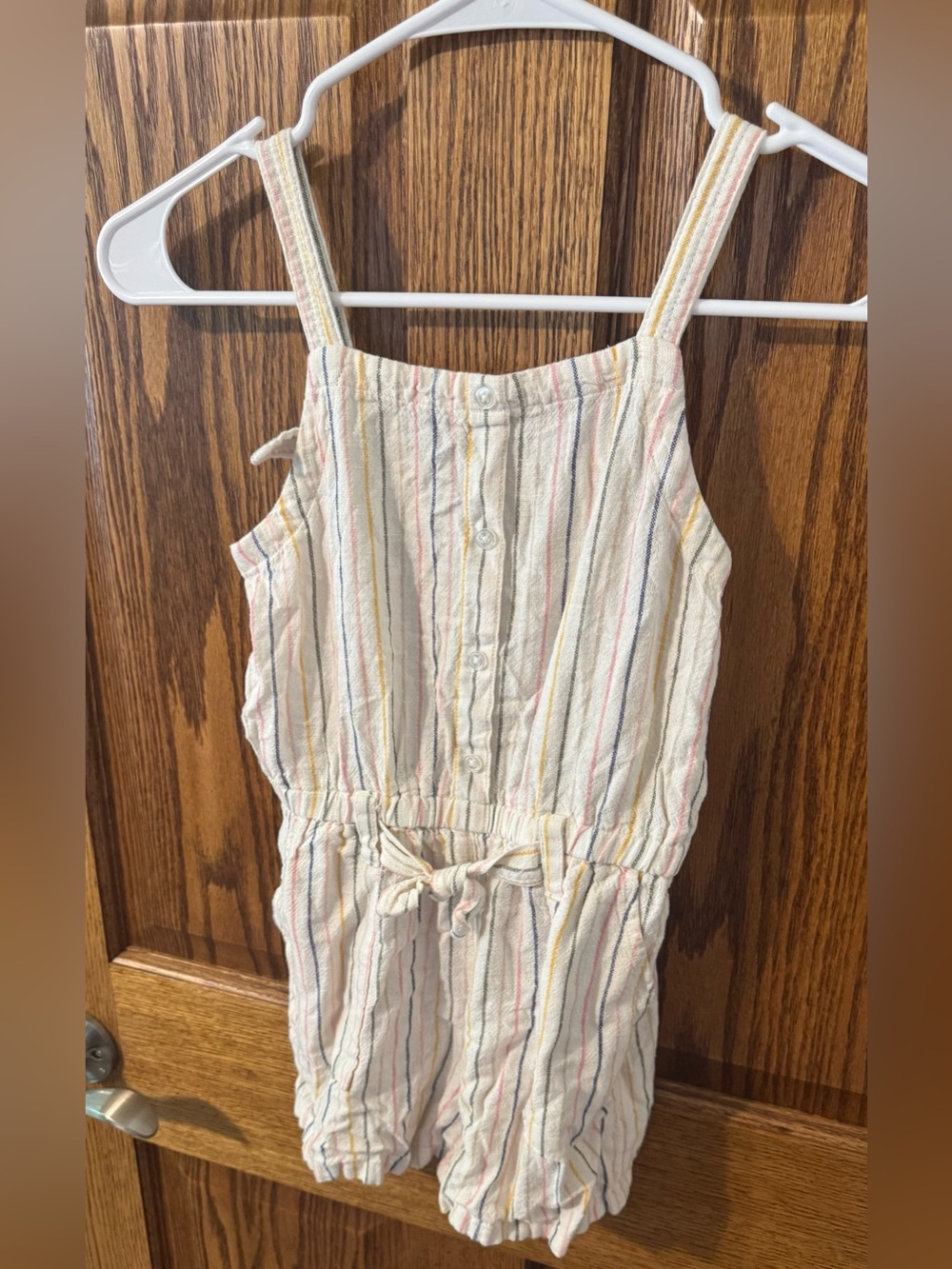Old Navy Cream Romper with Multi-Color Stripes